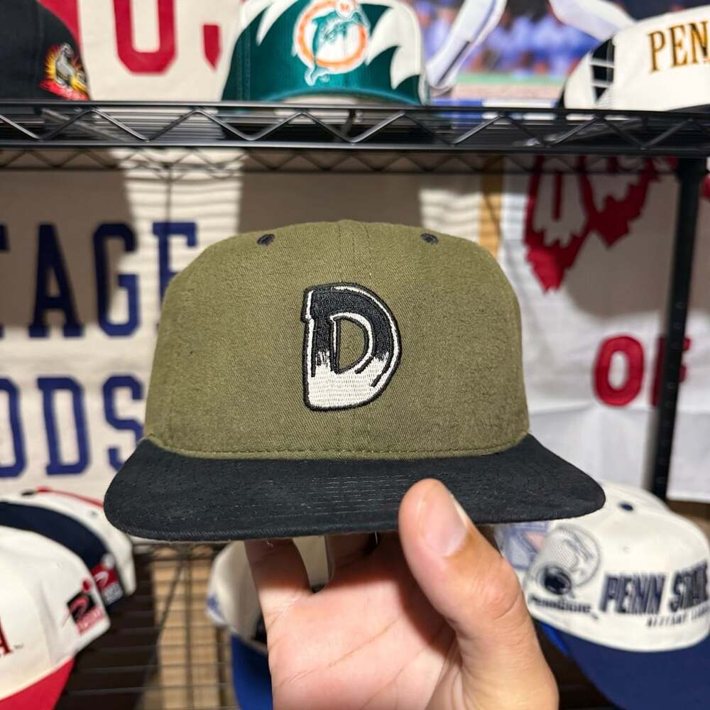 Vintage Dick's Last Resort Snapback Hat Olive Green Black Made In USA